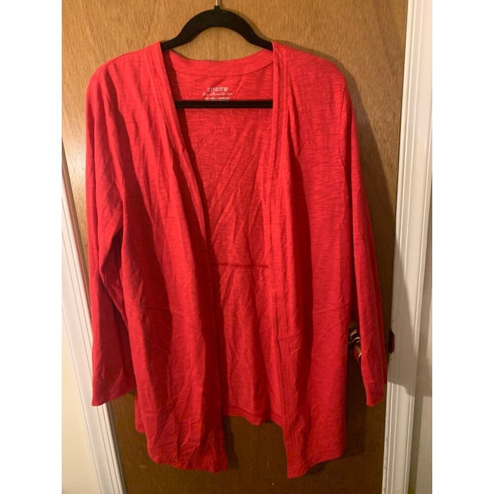 Chico's Open Style Cardigan Pink Womens Size Medium (Chico Size 1) Casual N5